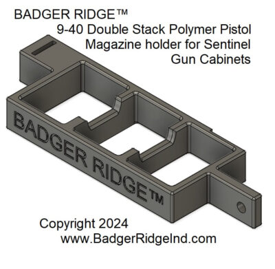 Sentinal gun cabinet door magazeine holder for 9mm and 40 cal polymer pistols