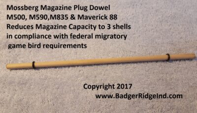 3 Shell Magazine Plug: Mossberg M500,510,590, 835,  Maverick 88 & others