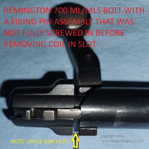 Cocked but improper (too large) of a gap from not being fully screwed in before engaging cocked notch