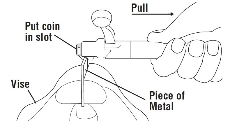 Using a vice and chunk of metal to retrace Remington 700 firing pin.
