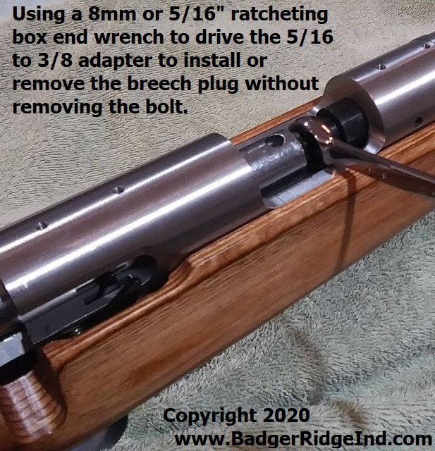Badger Ridge EZ Savage Breech Plug Wrench installing breech plug without removing bolt