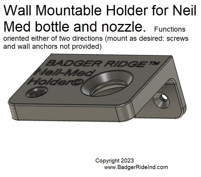 Wall Mount for Neil Med Bottle and Nozzle - other orientation