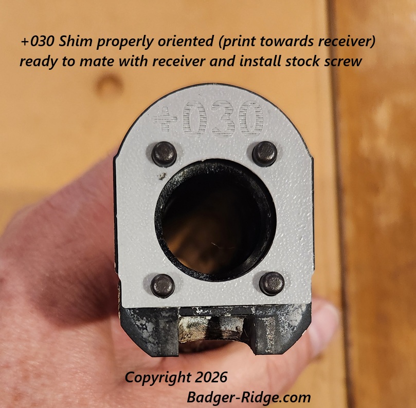 +030 shim setting properly on butstock (and metal four pronged link)