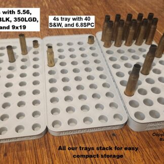 Reloading trays with brass, 3s, 4s, and 5