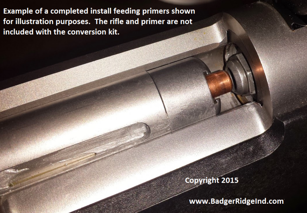 Remington 700 Modified with our 209 system feeding a primer into the breech plug to seal it up and improve performance and reliability