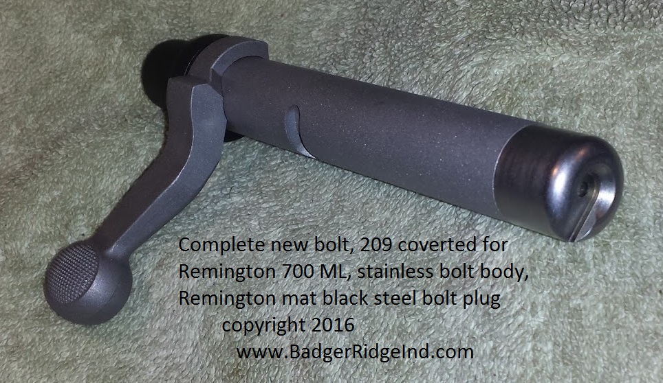 A Remington 700 MLS 209 converted bolt (Badger Ridge 209 system)