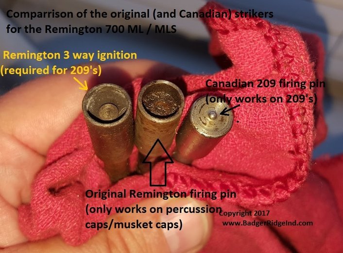 Three different old firing pins compared