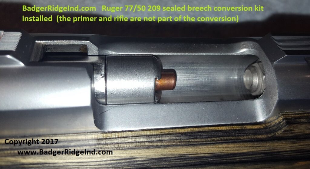 Badger Ridge Converted bolt feeding primers and sealing them into the breech plug